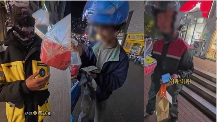 开业3个月送外卖员300份饭