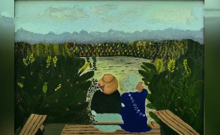 农村奶奶学油画 处女作一鸣惊人